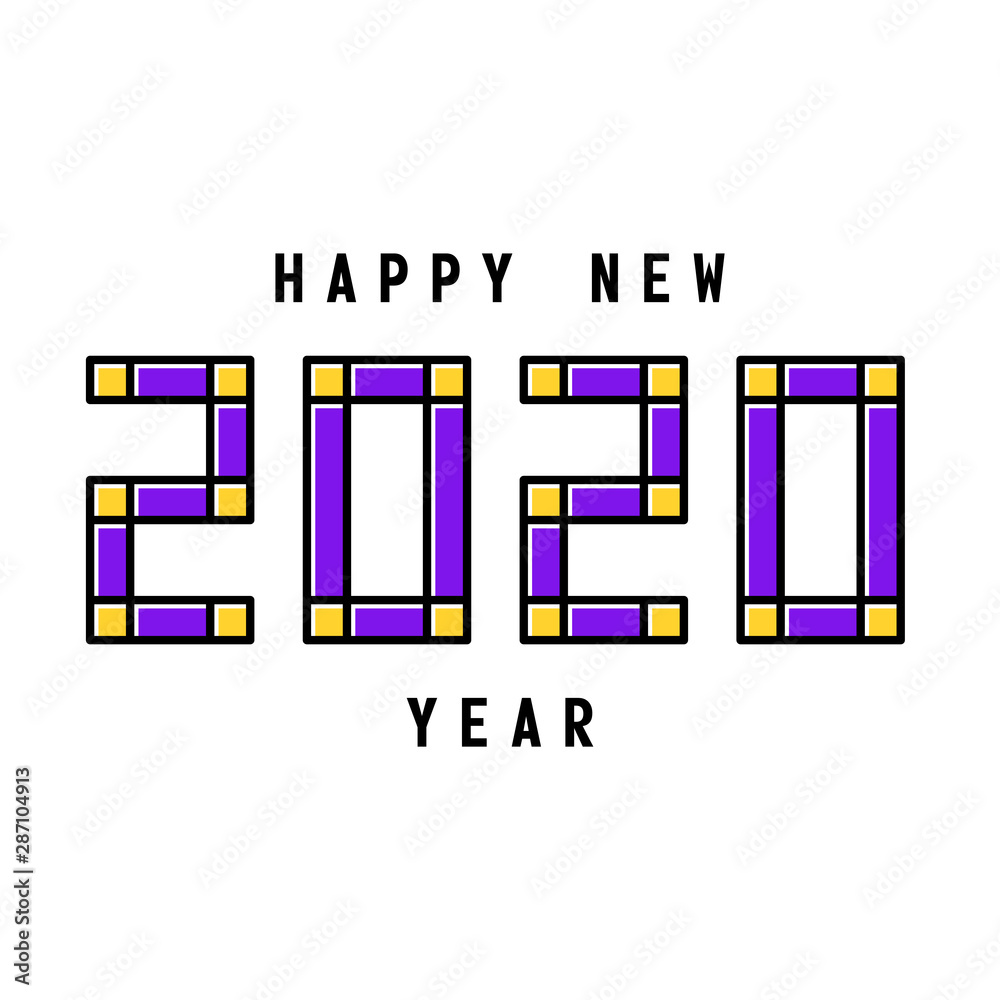 Obraz premium Happy New Year 2020 Celebration greeting card illustration for New Year eve - Vector Eps