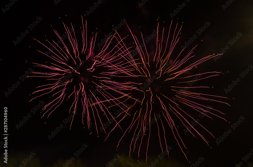 Esplosione di fuochi d'artificio durante una festa Esplosione di fuochi d'artificio durante una festa