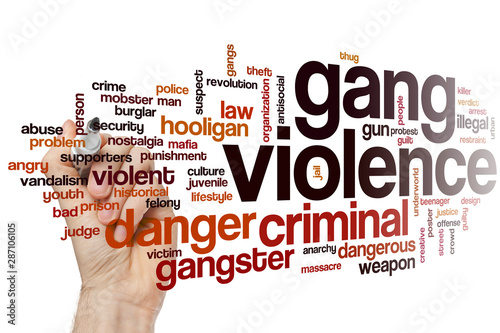 Gang violence word cloud photo