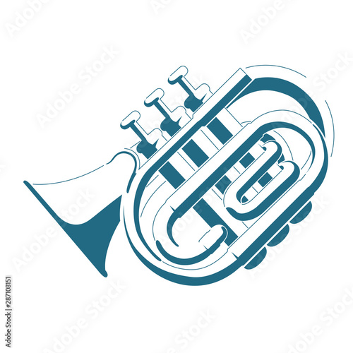 Vector drawn cornet. Isolated on white background.