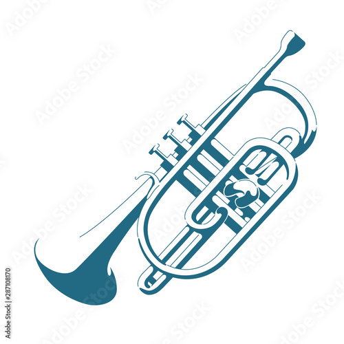Vector drawn cornet. Isolated on white background.