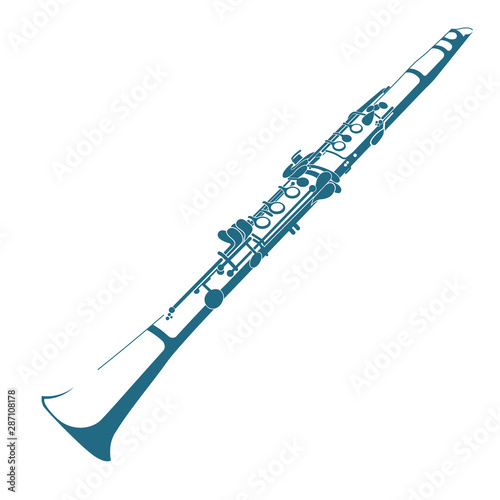 Vector drawn clarinet. Isolated on white background.