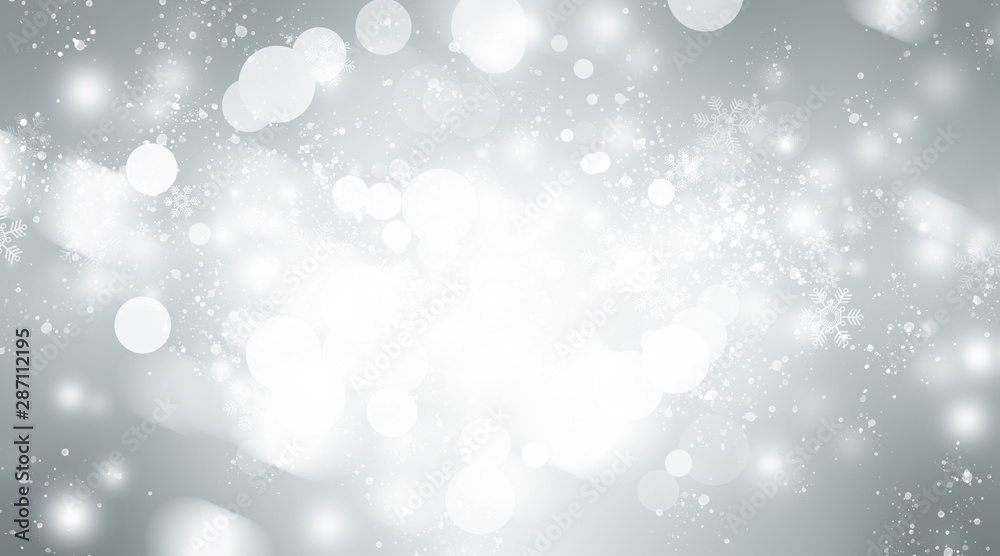 Fototapeta premium white blur abstract background. bokeh christmas blurred beautiful shiny Christmas lights. Snow background.