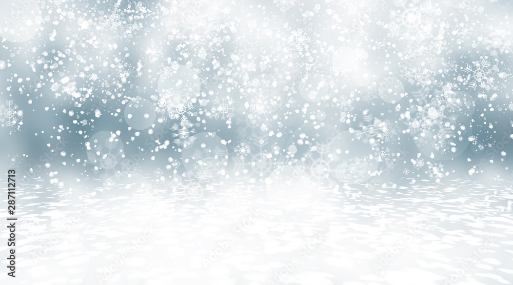 Obraz premium white snow blur abstract background. Bokeh Christmas blurred beautiful shiny Christmas lights