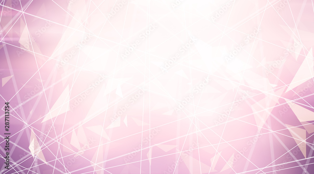 white blur geometric light on pink background with line network data. white blur geometric light on pink background with line network data.