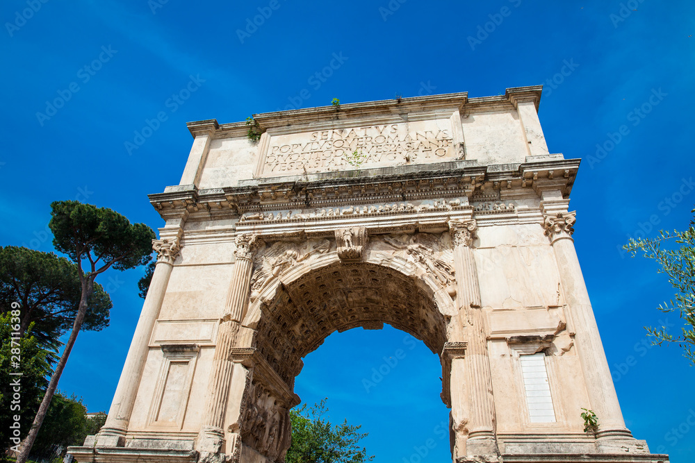 The Arch of Titus located on the Velian Hill in Rome