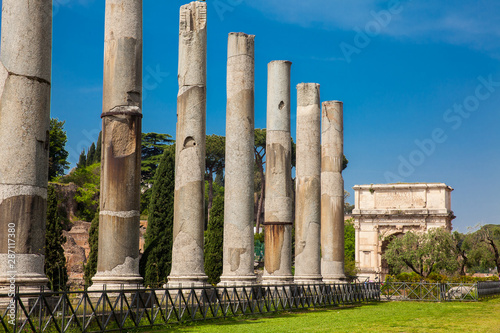 Ruins of the Temple of Venus and Roma located on the Velian Hill and Arch of Titus photo