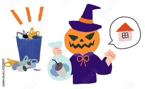 ハロウィン　ゴミ　持ち帰る　パンプキンヘッド