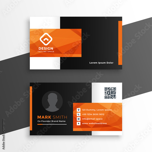 abstract orange theme geometric business card design