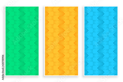 abstract zigzag line stylish banner design set