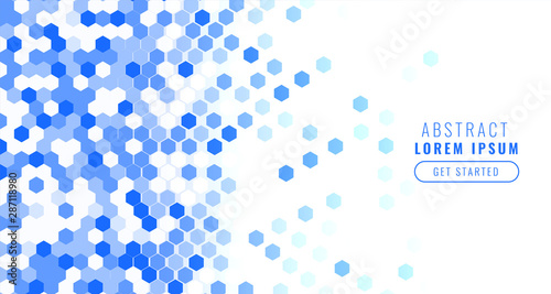 abstract hexahonal shapes pattern in blue shades
