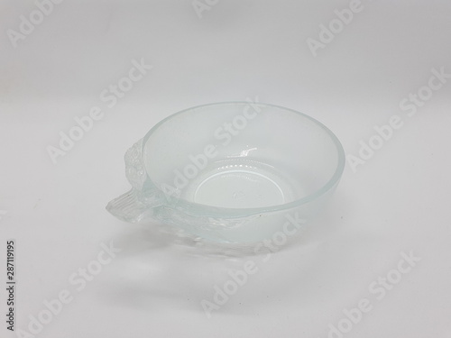 Transparent Dish Plate Bowl for Kitchen Cafe Restaurant Utensils in White Isolated Background