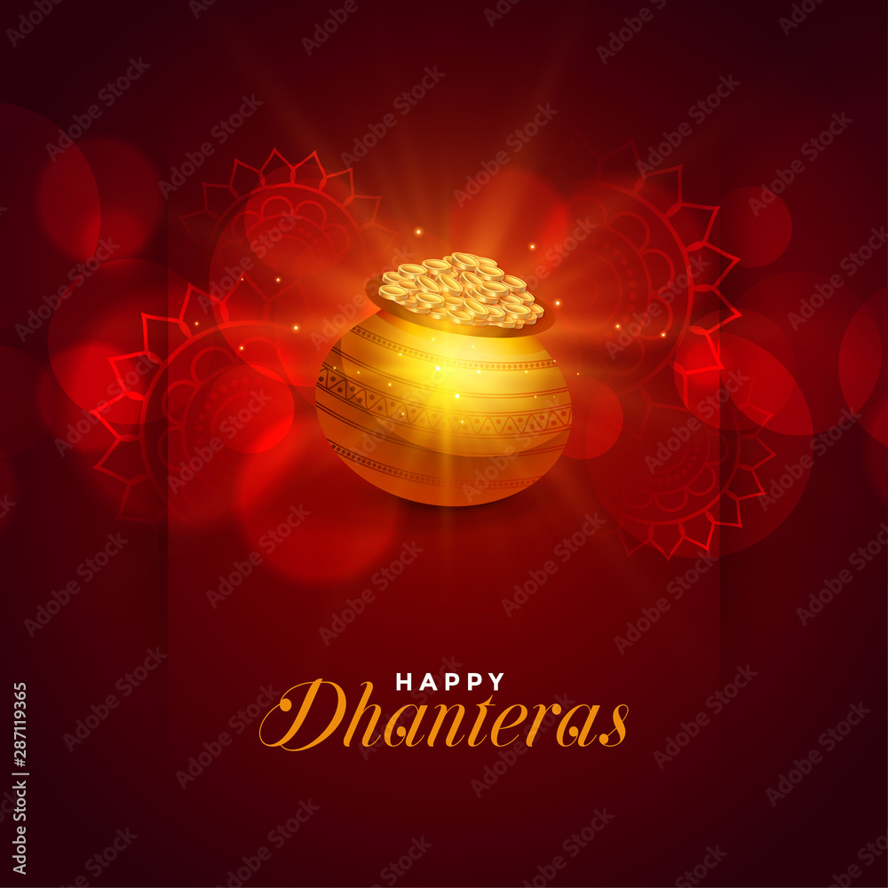 happy dhanteras festival greeting card beautiful design background ...