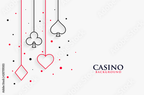 Fotografia casino playing cards line symbols on white background
