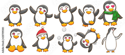penguin vector set graphic clipart 
