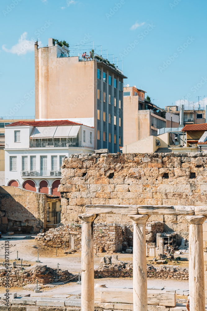 Obraz premium Hadrian's Library ancient ruins in Athens, Greece