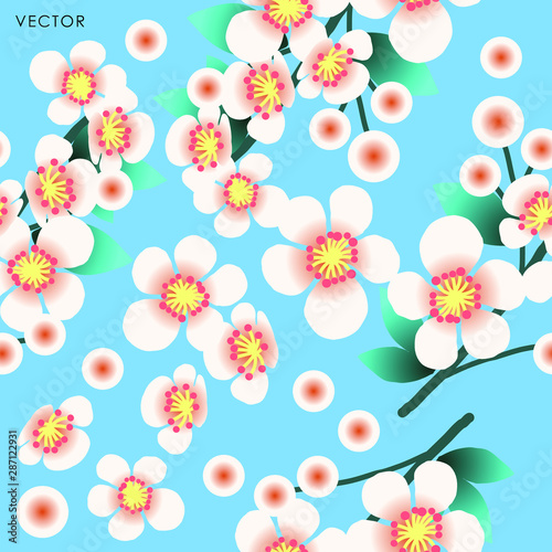 Cherry blossom seamless Pattern, Vector illustration design element
