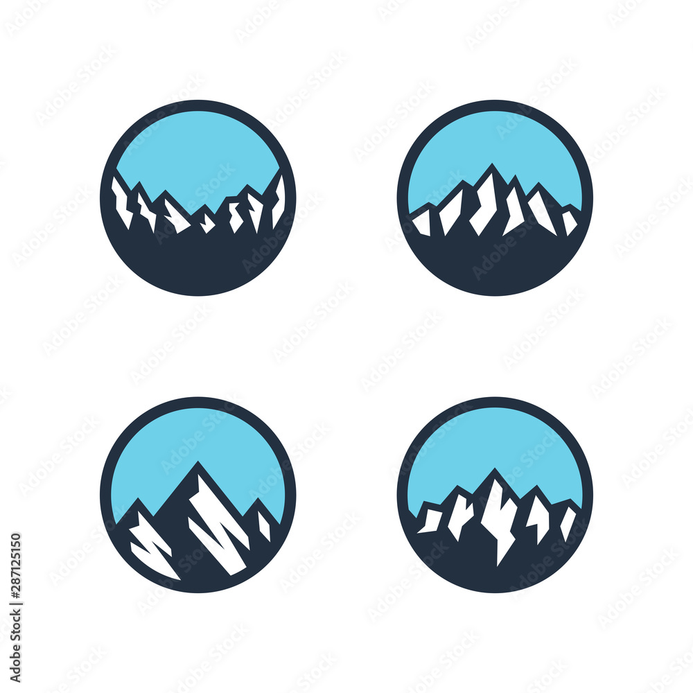 Mountains, rocks and peaks. Vector illustration and logo design elements Mountains, rocks and peaks. Vector illustration and logo design elements