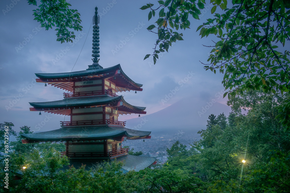 View of Mount Fuji and Chureito Pagoda, Japan View of Mount Fuji and Chureito Pagoda, Japan