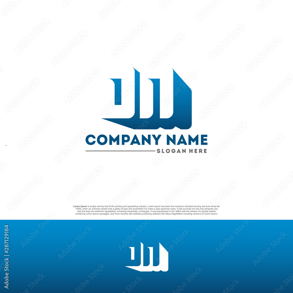 Fototapeta premium DN D N Letter Initial Logo Design in shadow shape design concept.