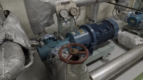 Heavy fuel pump in engine room of ship