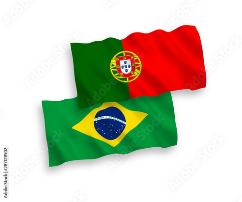 Flags of Portugal and Brazil on a white background