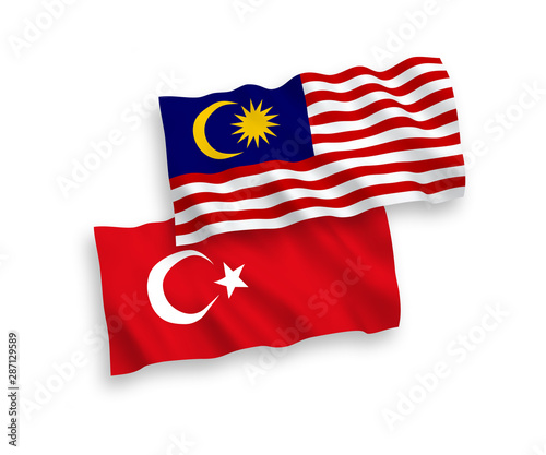 Flags of Turkey and Malaysia on a white background