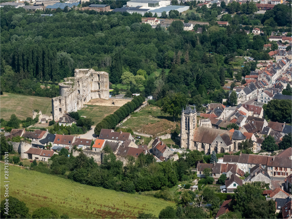 vue aérienne du château en ruines de La Ferté Milon dans l'Aisne en France