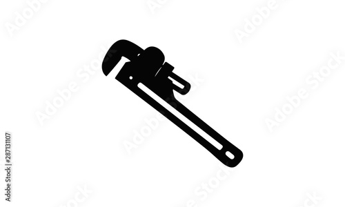 Pipe wrench vector icon for plumbing and repair tools