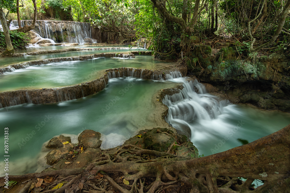 Kuang Si Waterfall is the most beautiful waterfall near Luang prabang,Laos Kuang Si Waterfall is the most beautiful waterfall near Luang prabang,Laos