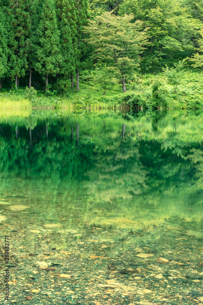 Reflection at lake Nakatsuna in Nagago Japan Reflection at lake Nakatsuna in Nagago Japan