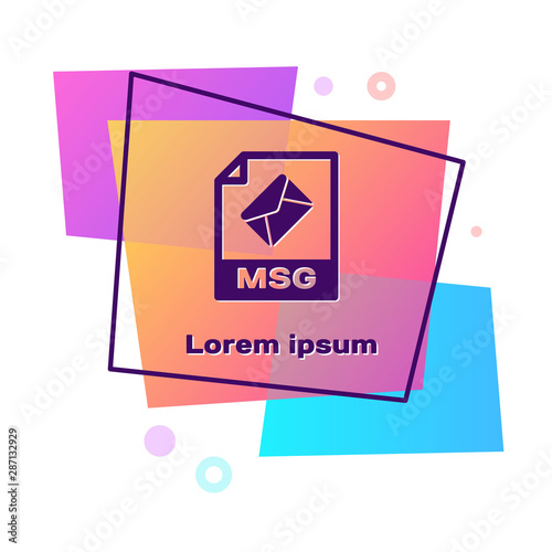 Purple MSG file document. Download msg button icon isolated on white background. MSG file symbol. Color rectangle button. Vector Illustration