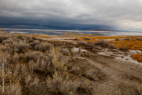 Great Salt Lake under clouds