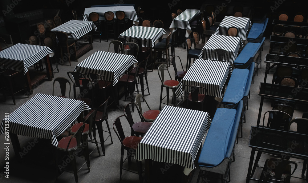 Empty tables in street cafe.bar bistro restaurants Toned photo - Image. Empty tables in street cafe.bar bistro restaurants Toned photo - Image.