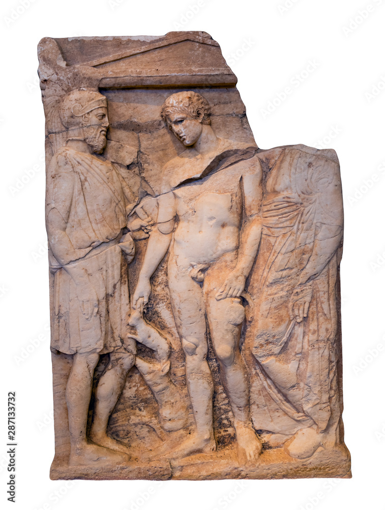 Ancient Greek marble grave stele (400 BC) found in Porto Rafti