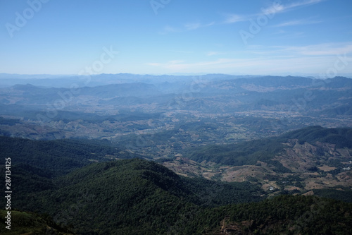 Asian Mountines with blue sky panoramic view. © pattawee