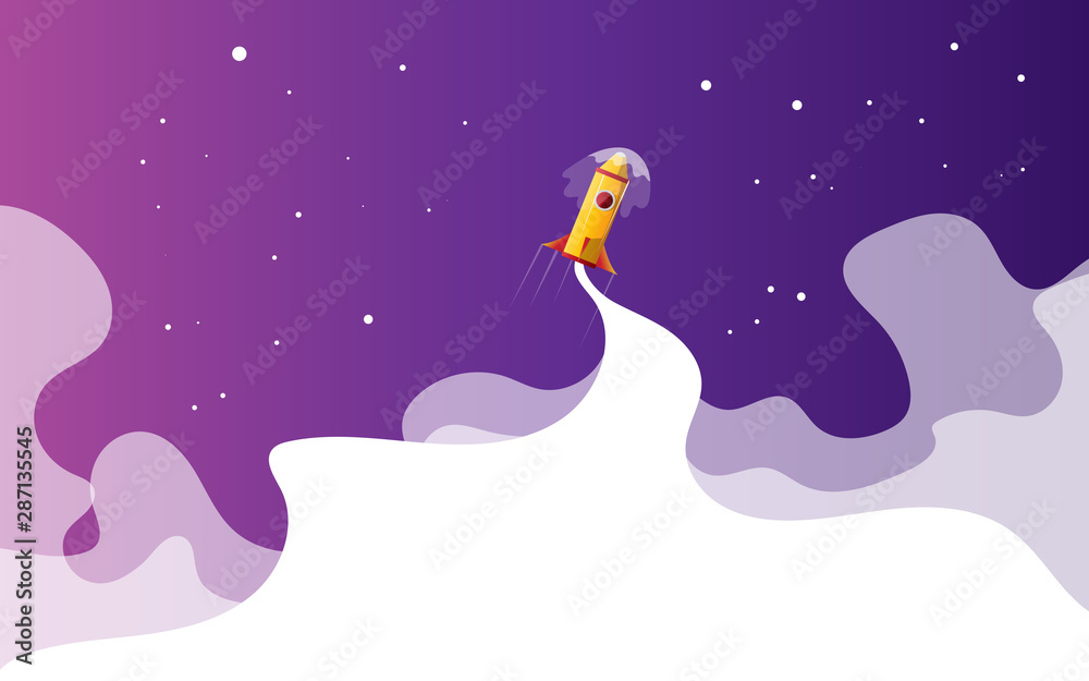 Rocket launch and space background with abstract shape and planets. Web design. space exploring. vector illustration Rocket launch and space background with abstract shape and planets. Web design. space exploring. vector illustration
