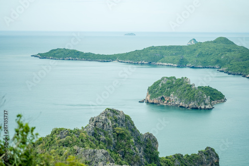 Beautiful of scenery of beach and island from Khao Lom Muak viewpoint, Thailand.