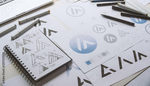 Graphic designer creative design sketch drawing logo Trademark brand Workspace