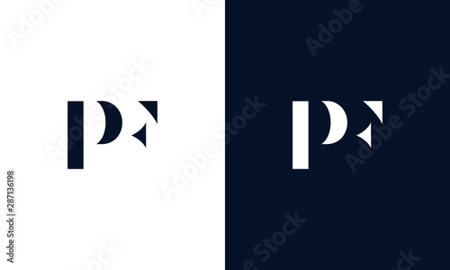 Abstract letter PF logo. This logo icon incorporate with abstract shape in the creative way. photo