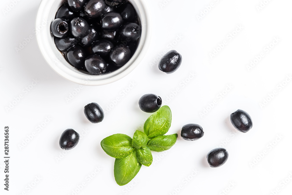 Black olives on white Black olives on white