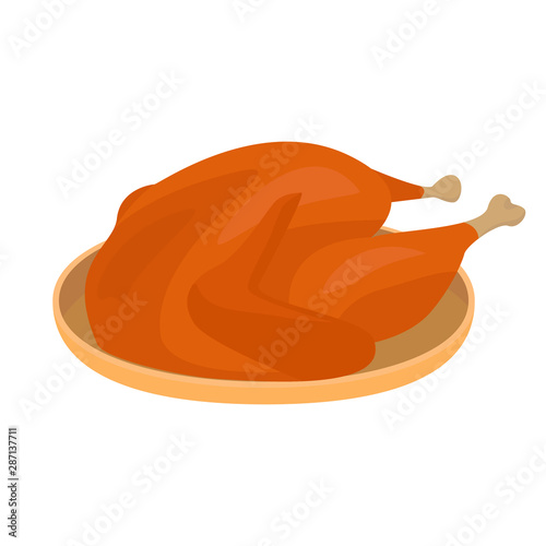 Roasted turkey/chicken meal vector illustration, cartoon style clip-art.
