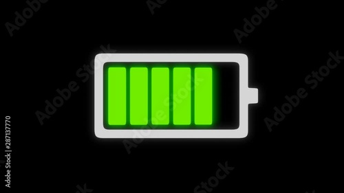 Battery charge on black background. animation