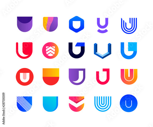 Letters U - logo set 