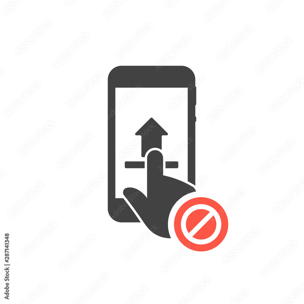 Smartphone upload icon with not allowed sign, block, forbidden, prohibit symbol Smartphone upload icon with not allowed sign, block, forbidden, prohibit symbol
