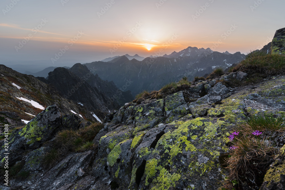 Elegant landscapes of the evening High Tatras in Slovakia