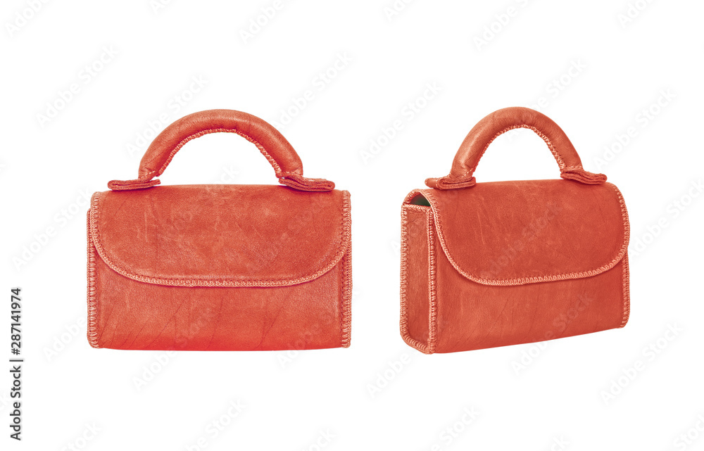 brown female leather bag isolated on white background with clipping path brown female leather bag isolated on white background with clipping path