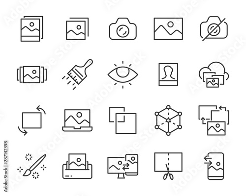 set of image icons, photo, gallery, photo editing