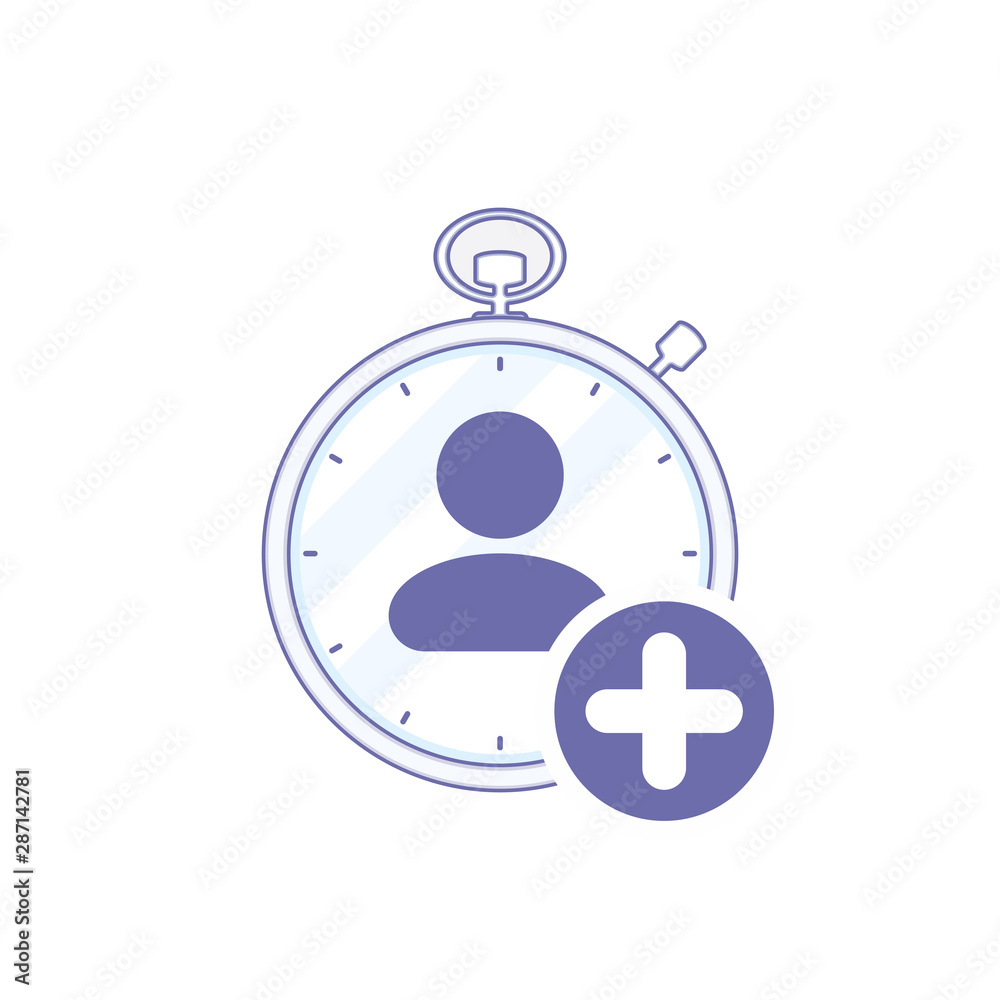 Time Management Icon with add sign, new, plus, positive symbol Time Management Icon with add sign, new, plus, positive symbol