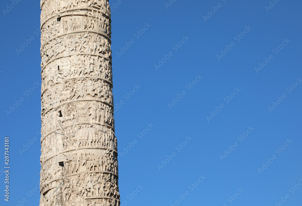 detail of the reliefs of the Column of Marcus Aurelius in Rome